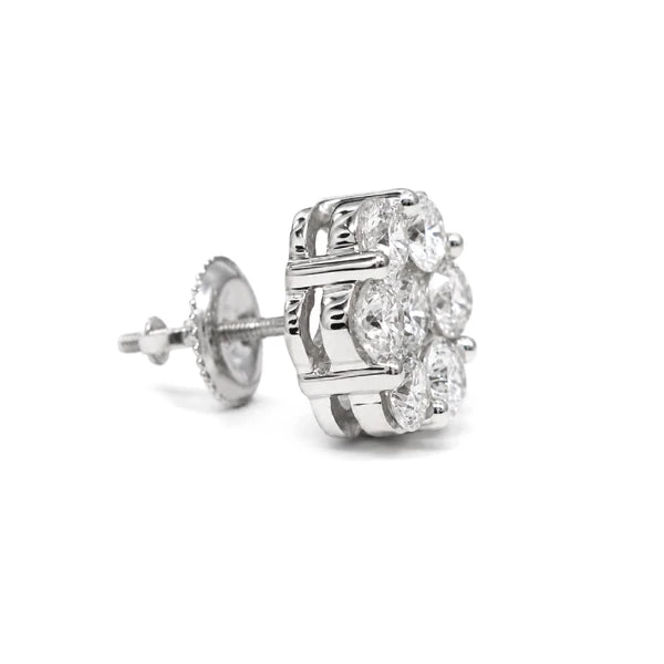 Erkals Jewellers Flower Stud Earrings 18K Gold 4.00ctw