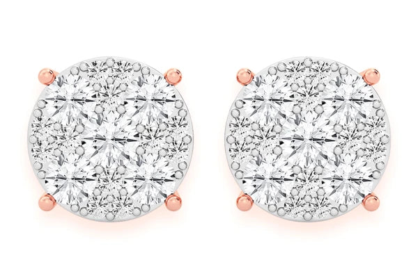 Erkals Jewellers Mosaic Stud Earrings 18K Gold 4.00ctw