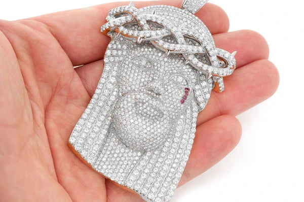 Erkals Jewellers Extra Large Jesus Of Nazareth Pendant 18K Gold Diamond 22.25ctw