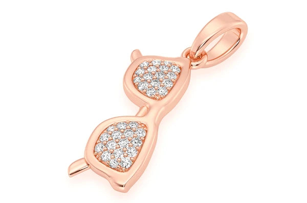 0.25ct Diamond Sunglasses Pendant 18K Solid Gold