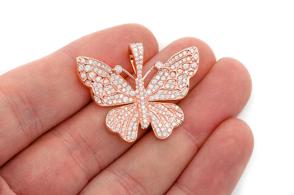 Pendentif diamant papillon 2,00 ct en or massif 14 carats
