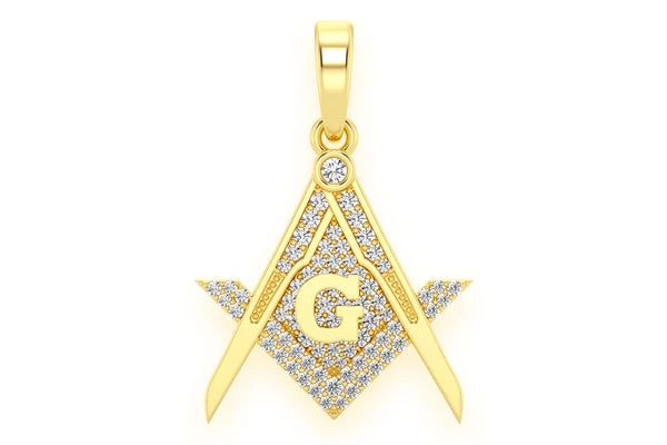 Erkals Jewellers Masonic Symbol G Freemason Pendant 18K Gold 0.45ctw