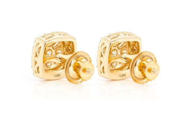 Erkals Jewellers Baguette Flower Stud Earrings 18K Gold 1.00ctw