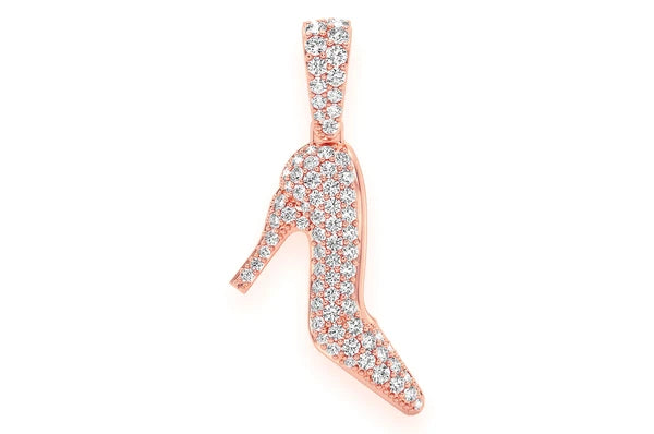 Pendentif diamant à talon haut 0,66 ct en or massif 14 carats