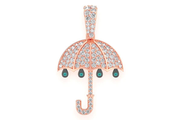 0.75ct Diamond Drip Umbrella Pendant 18K Solid Gold