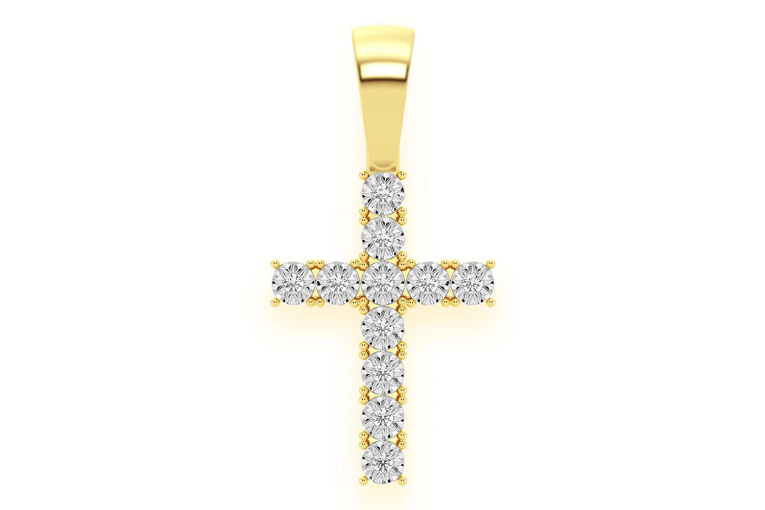 Erkals Jewellers Miracle Set Cross Pendant 18K Gold Diamond 0.15ctw