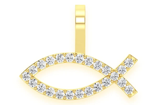 Erkals Jewellers Christian Fish Pendant 18K Gold Diamond 0.20ctw