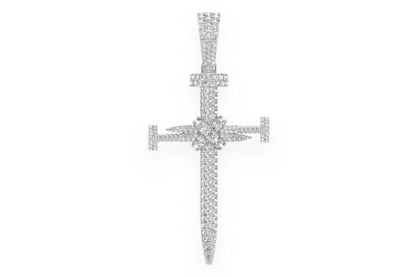 2.25ct Diamond Nail Cross Pendant 18K Solid Gold