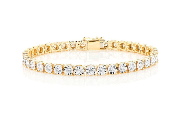 Erkals Jewellers 12pt Miracle Set Diamond Tennis Bracelet 18K Gold 4.15ctw