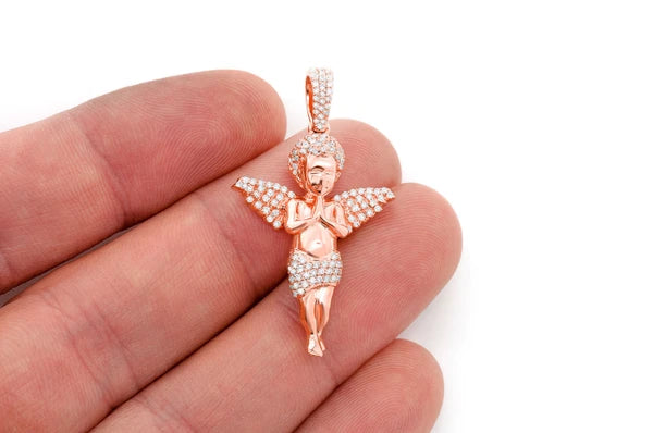 Erkals Jewellers Praying Cherub Pendant 18K Gold Diamond 0.50ctw
