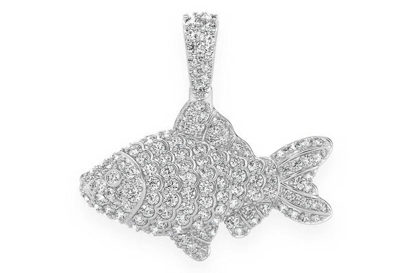 1.20ct Diamond Fish Pendant 18K Solid Gold