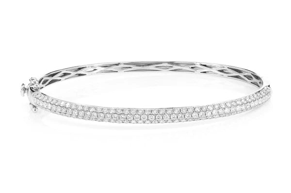 Erkals Jewellers Diamond Three Row Pave Bangle Bracelet 18K Gold 1.95ctw