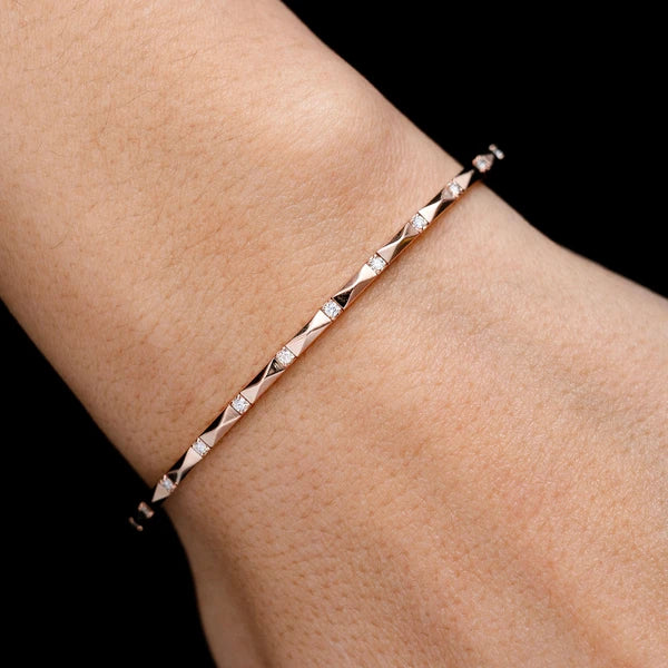 Erkals Jewellers Pointed Rectangle Flex Diamond Bangle Bracelet 18K Gold 0.20ctw