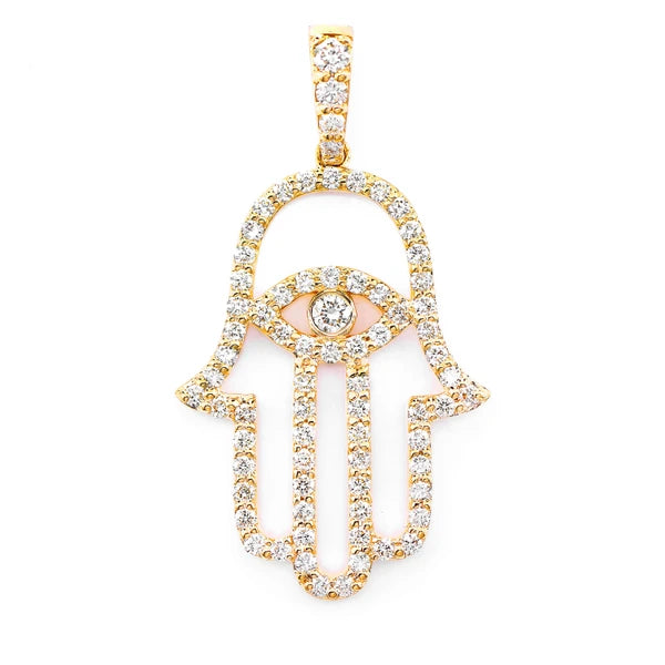 Erkals Jewellers Open Hamsa Pendant 18K Gold Diamond 0.85ctw