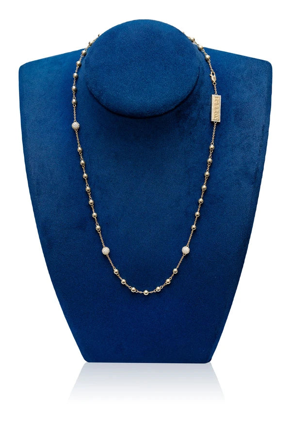 Erkals Jewellers Diamond Bead Rosary Chain 18K Gold 2.75ctw