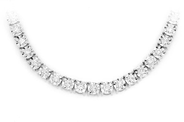 Erkals Jewellers 12pt Miracle Set Diamond Tennis Necklace 18K Gold 12.00ctw