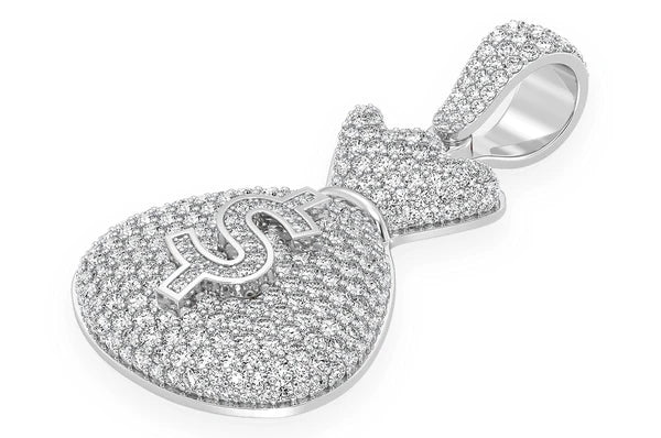 3.33ct Diamond Money Bag Pendant 18K Solid Gold