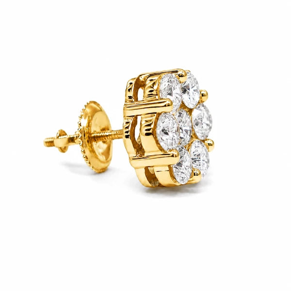 Erkals Jewellers Flower Stud Earrings 18K Gold 4.00ctw