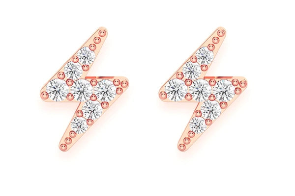 Erkals Jewellers Mini Lightning Bolt Stud Earrings 18K Gold 0.10ctw