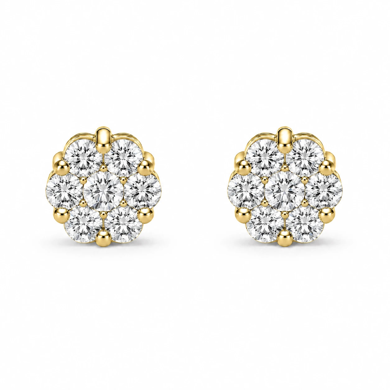 Erkals Jewellers Flower Stud Earrings 18K Gold 0.50ctw