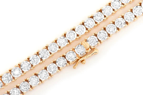 Erkals Jewellers 6pt Miracle Set Diamond Tennis Necklace 18K Gold 8.95ctw