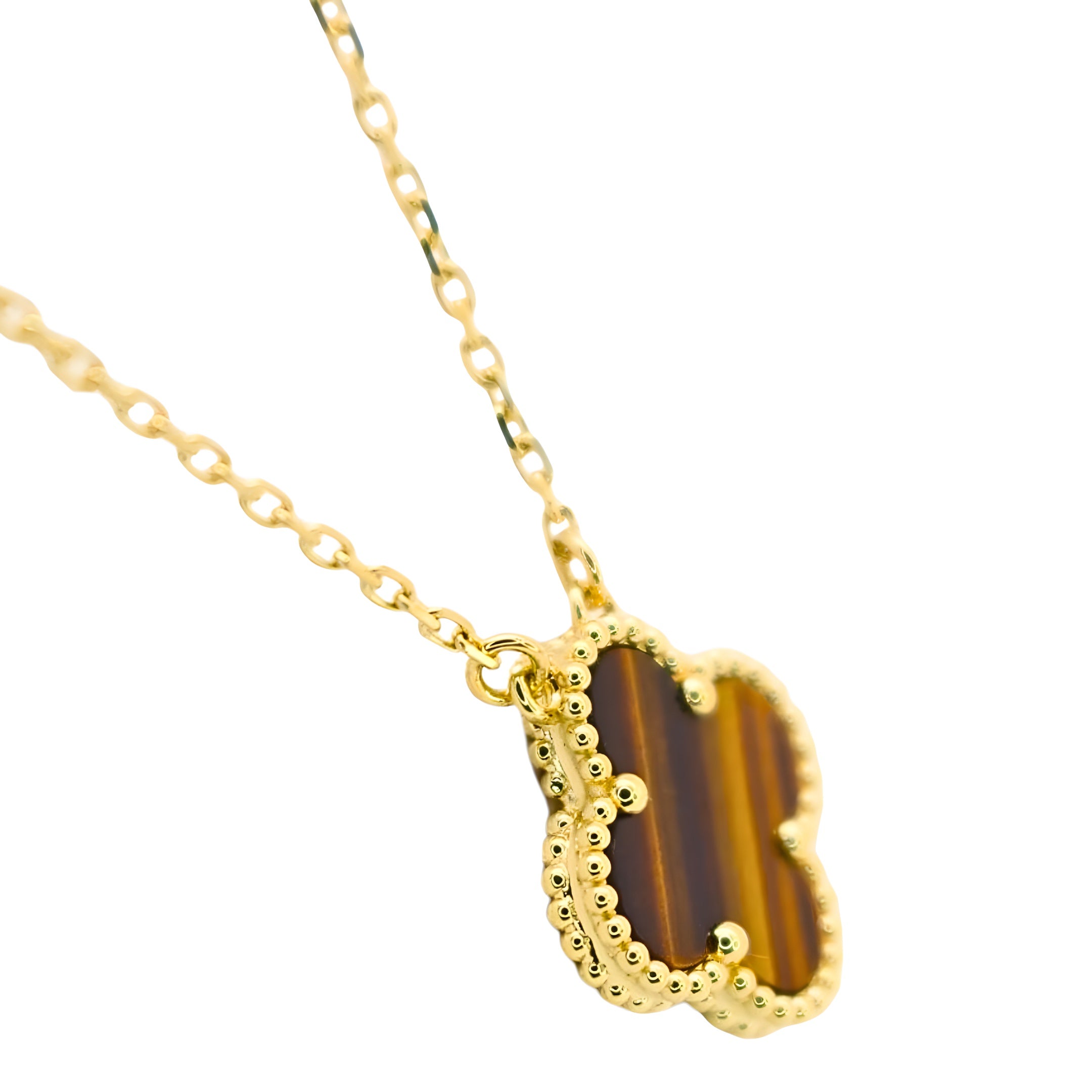 Van Cleef & Arpels Vintage Alhambra Pendant Tiger Eye 18K Yellow Gold