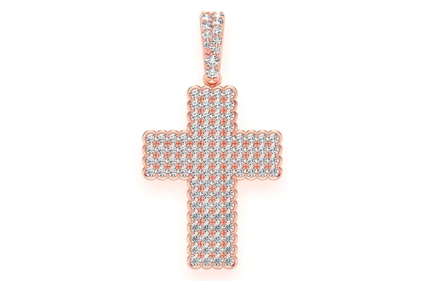 0.75ct Diamond Half Bezel Cross Pendant 18K Solid Gold