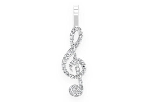 Pendentif diamant clé de sol 0,25 ct, or massif 14 carats