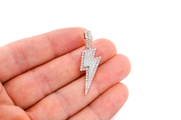 1.25ct Diamond Lightning Bolt Pendant 18K Solid Gold