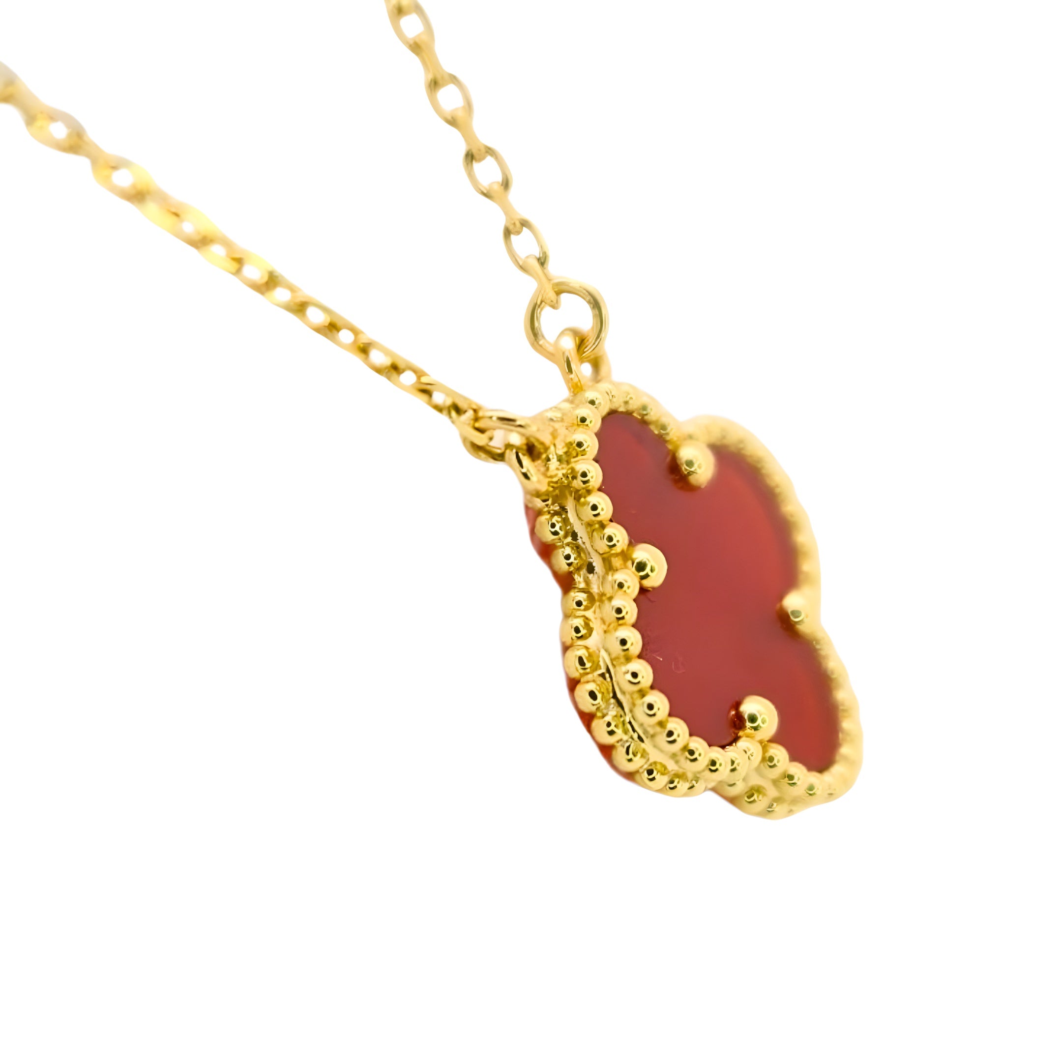 Van Cleef & Arpels Vintage Alhambra Pendentif Cornaline Or Jaune 18 Carats