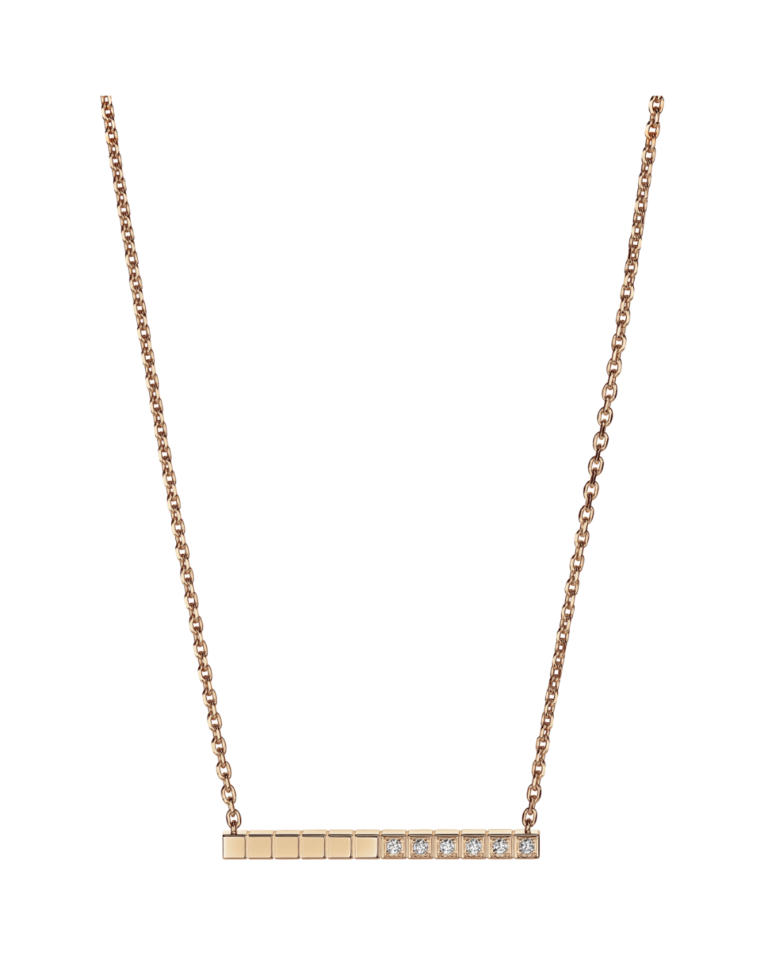 Ice Cube Half-Set Diamond Necklace 18ct Rose gold