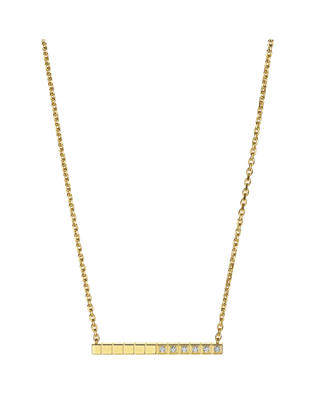 Ice Cube Half-Set Diamond Necklace 18ct Yellow Gold