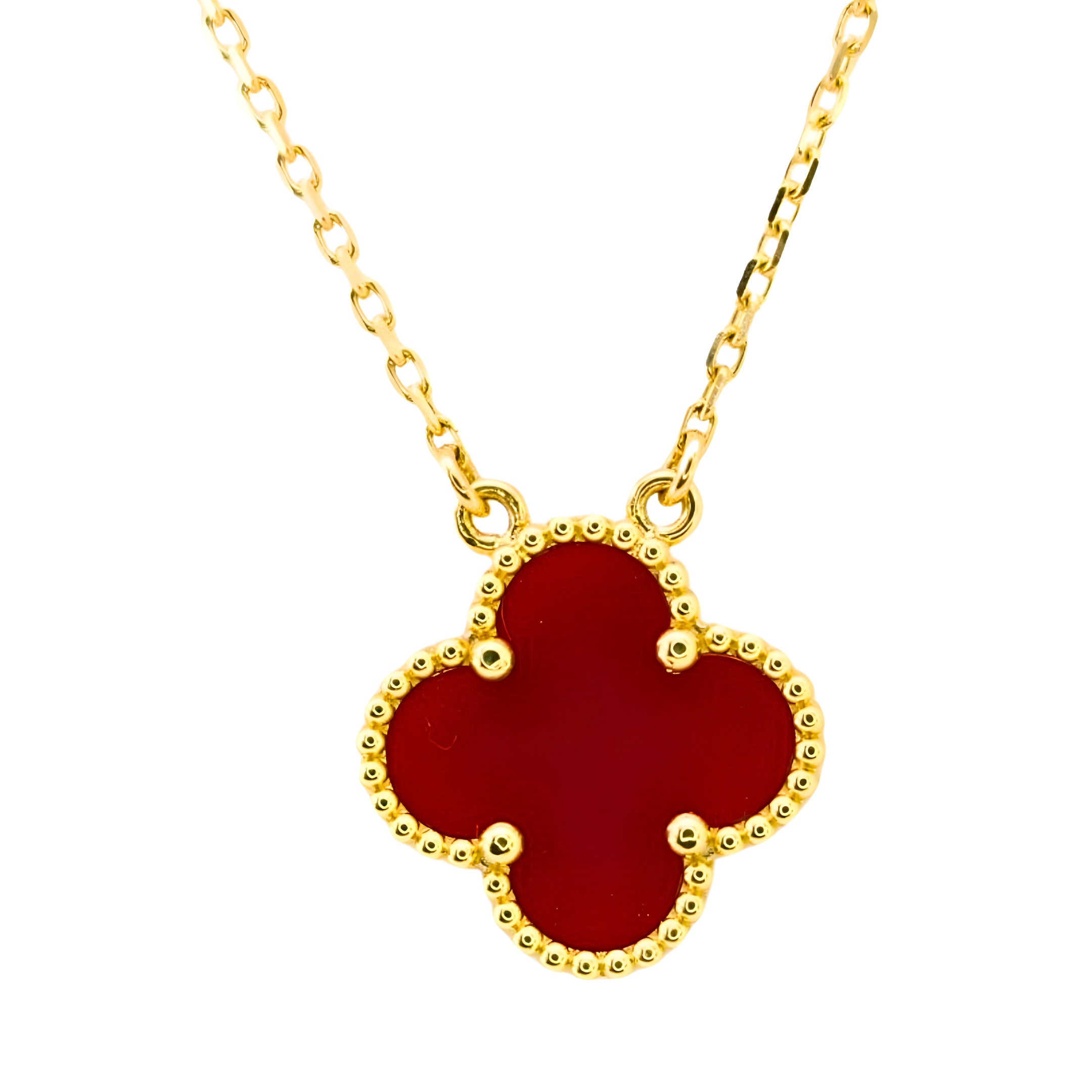 Van Cleef & Arpels Vintage Alhambra Pendentif Cornaline Or Jaune 18 Carats
