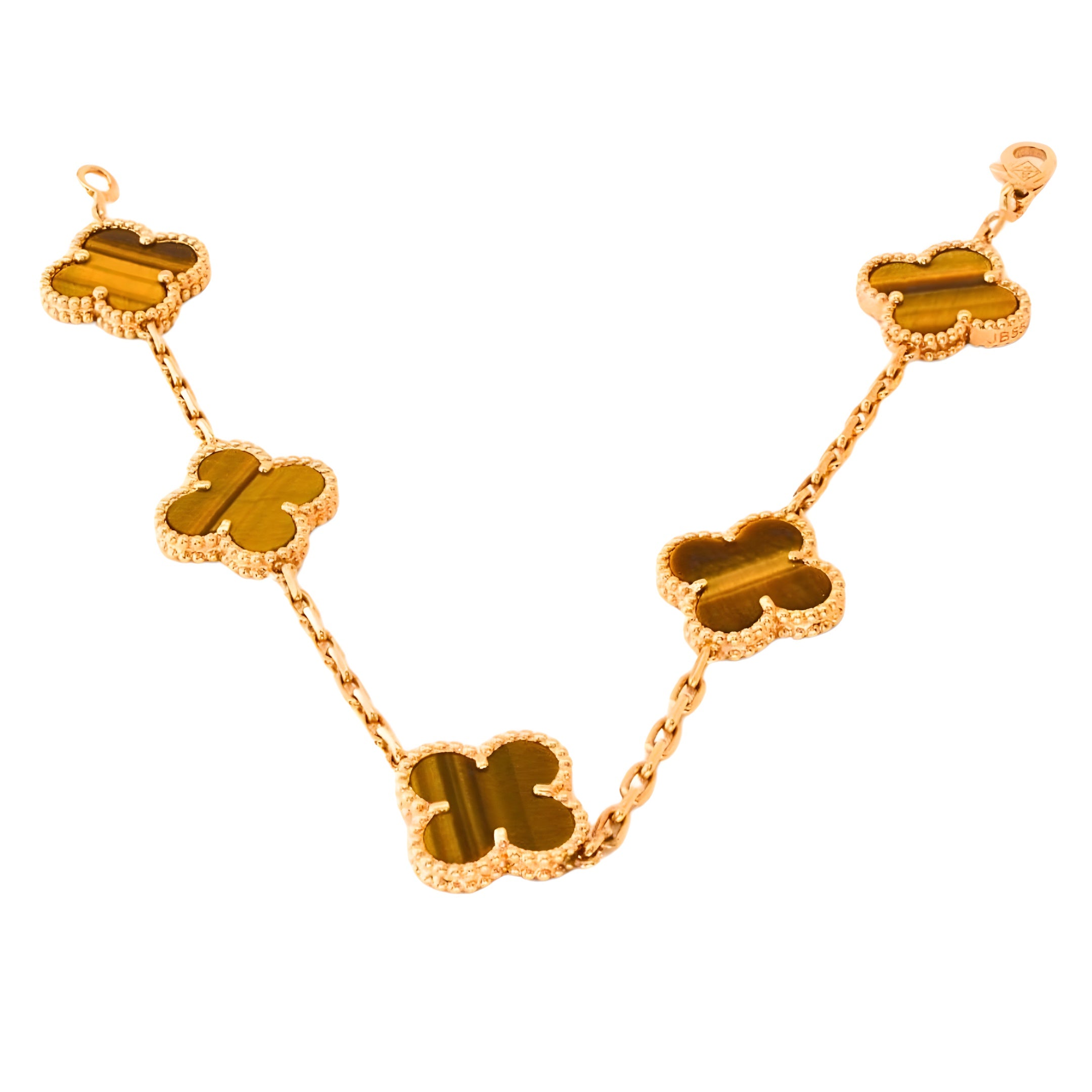 Van Cleef & Arpels Bracelet Alhambra Vintage 5 Motifs Oeil de Tigre Or Jaune 18 Carats
