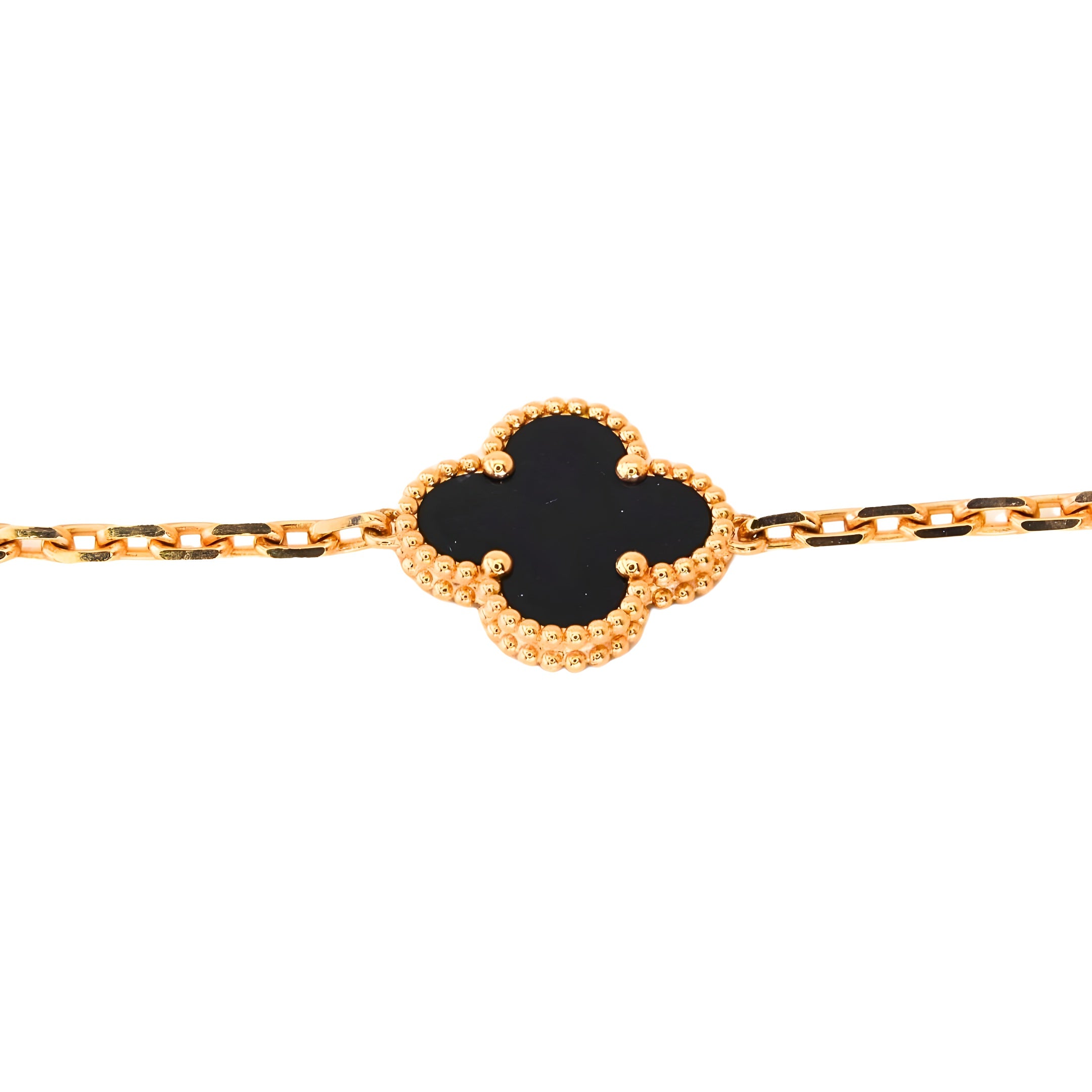Van Cleef & Arpels Bracelet Alhambra Vintage 5 Motifs Onyx Or Jaune 18 Carats