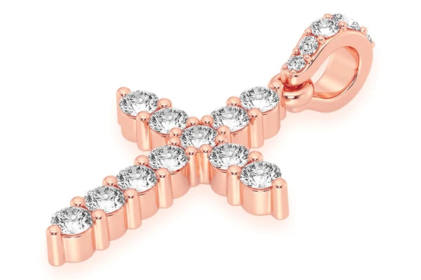 Erkals Jewellers Basket Cross Pendant 18K Gold Diamond 0.40ctw