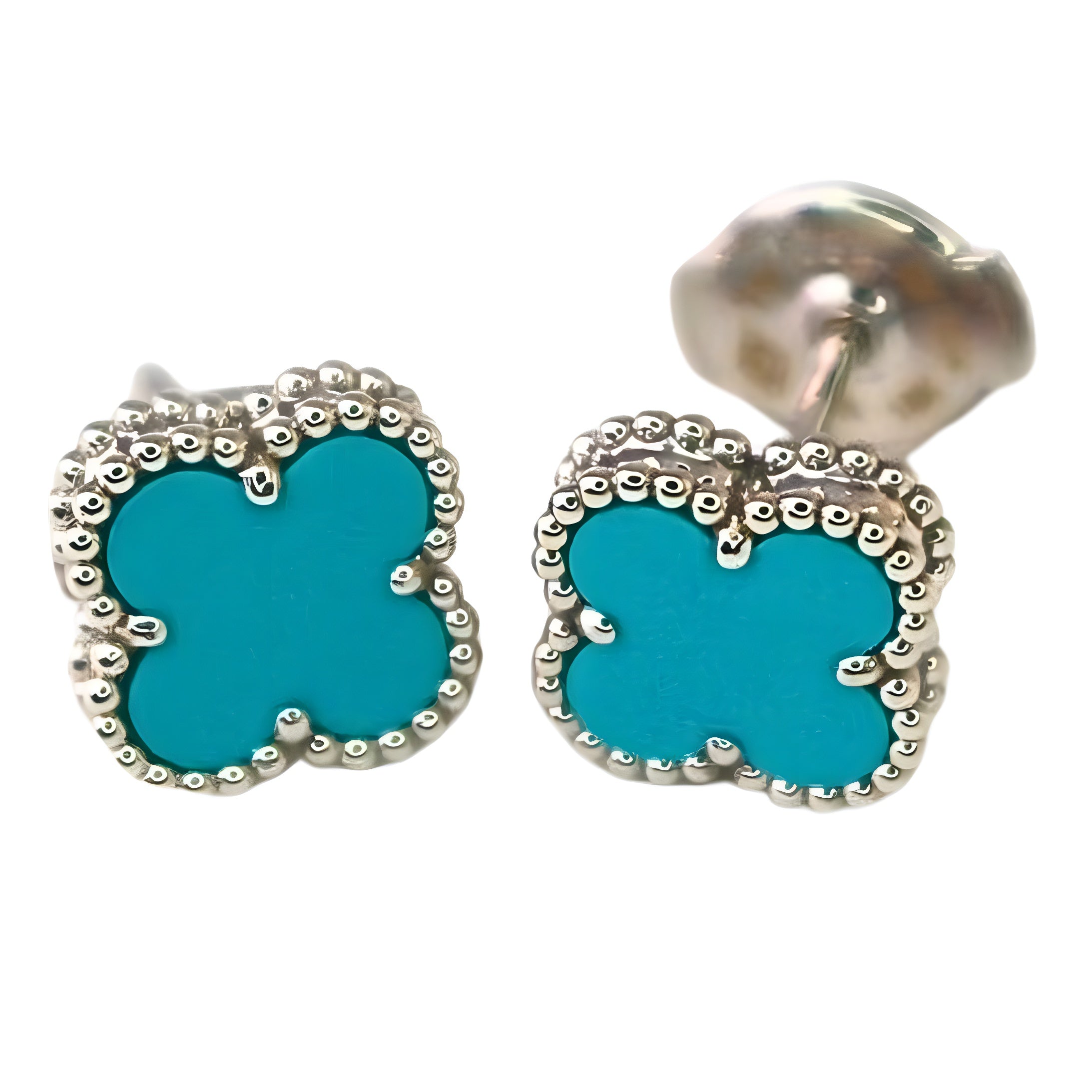 Van Cleef & Arpels Sweet Alhambra Earrings Turquoise 18K White Gold