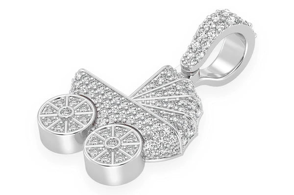 Pendentif poussette bébé 0,68 ct diamant or jaune 14 carats