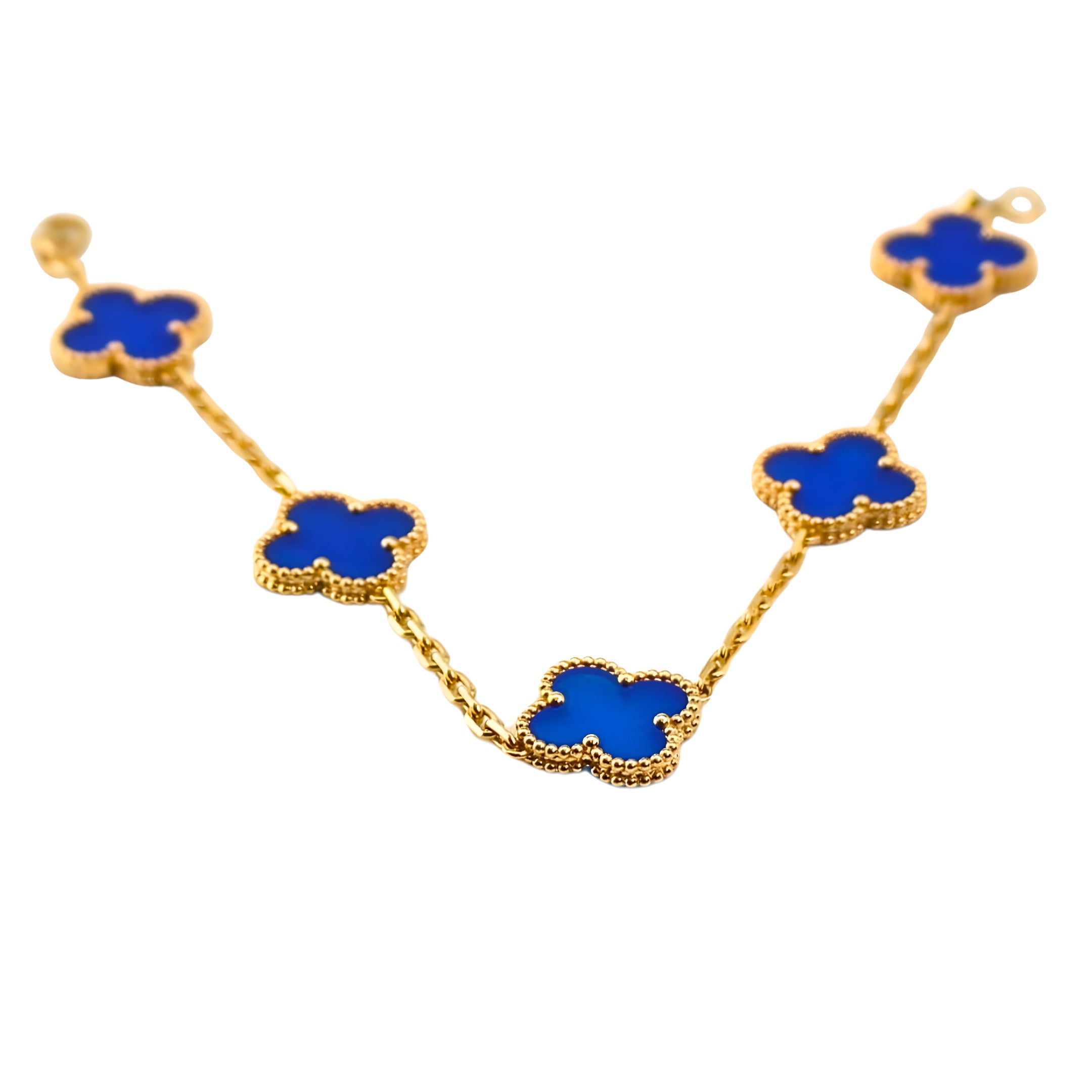 Van Cleef & Arpels Bracelet Vintage Alhambra 5 Motifs Agate Or Jaune 18 Carats
