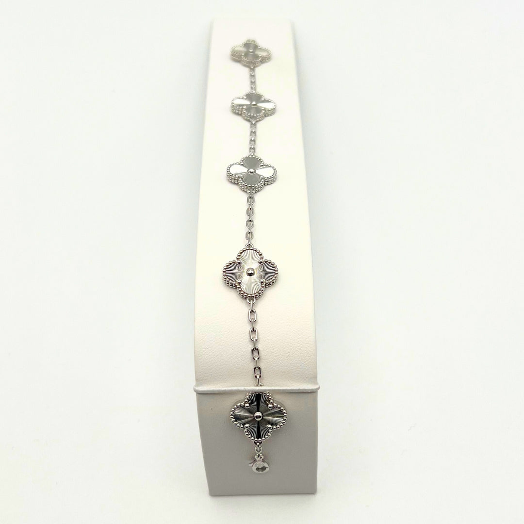 Van Cleef & Arpels Bracelet Alhambra Vintage 5 Motifs Or Blanc 18 Carats