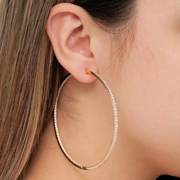 Erkals Jewellers 3-Inch Inside Out Hoop Earrings 18K Gold 6.25ctw
