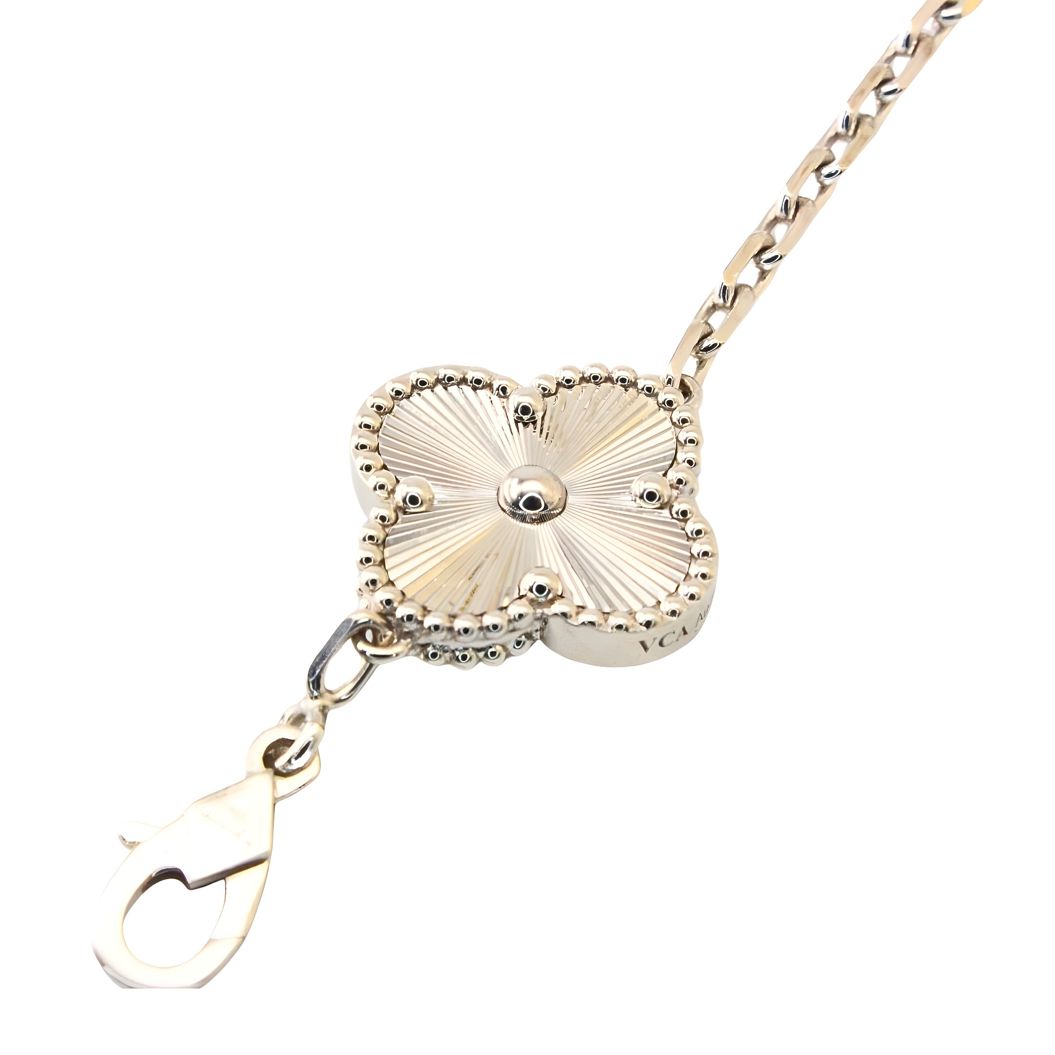 Van Cleef & Arpels Bracelet Alhambra Vintage 5 Motifs Or Blanc 18 Carats