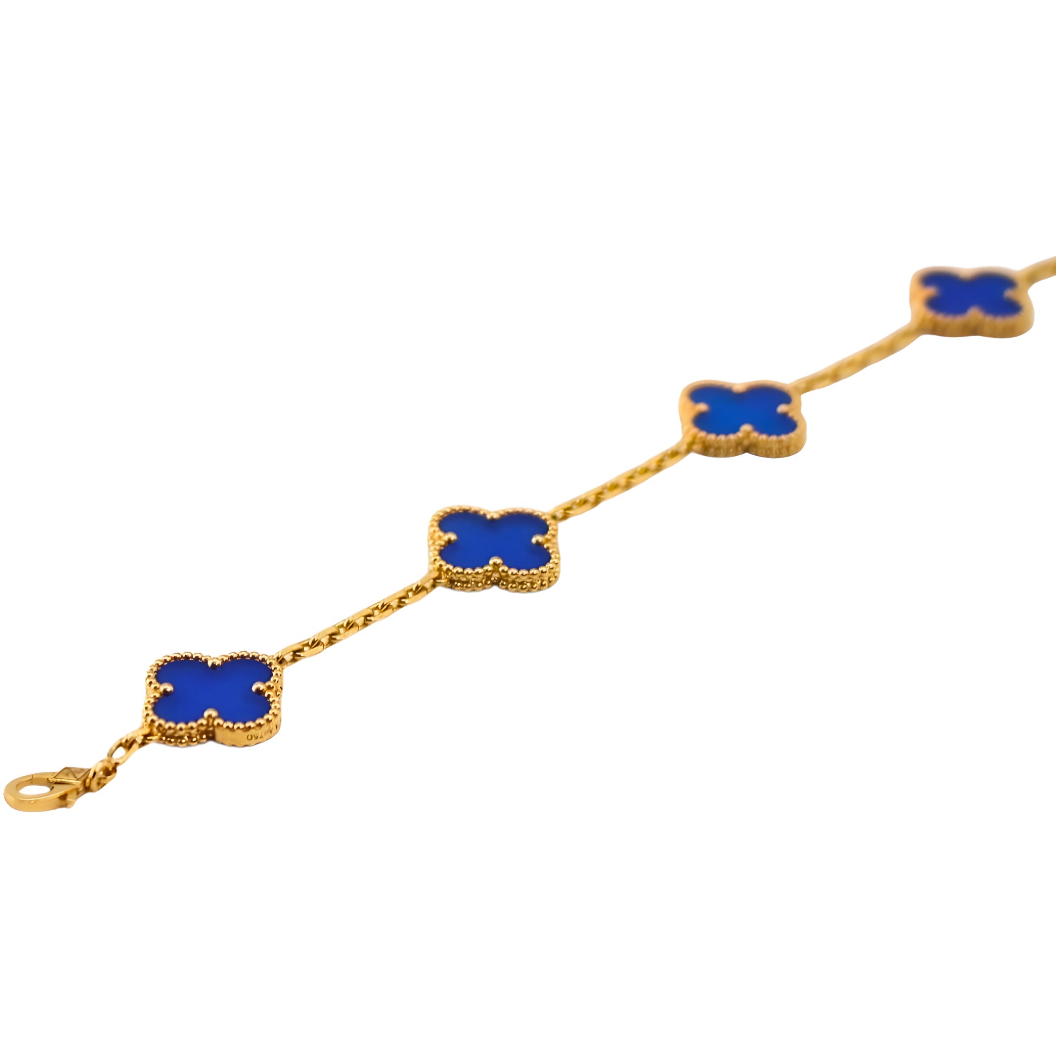 Van Cleef & Arpels Bracelet Vintage Alhambra 5 Motifs Agate Or Jaune 18 Carats