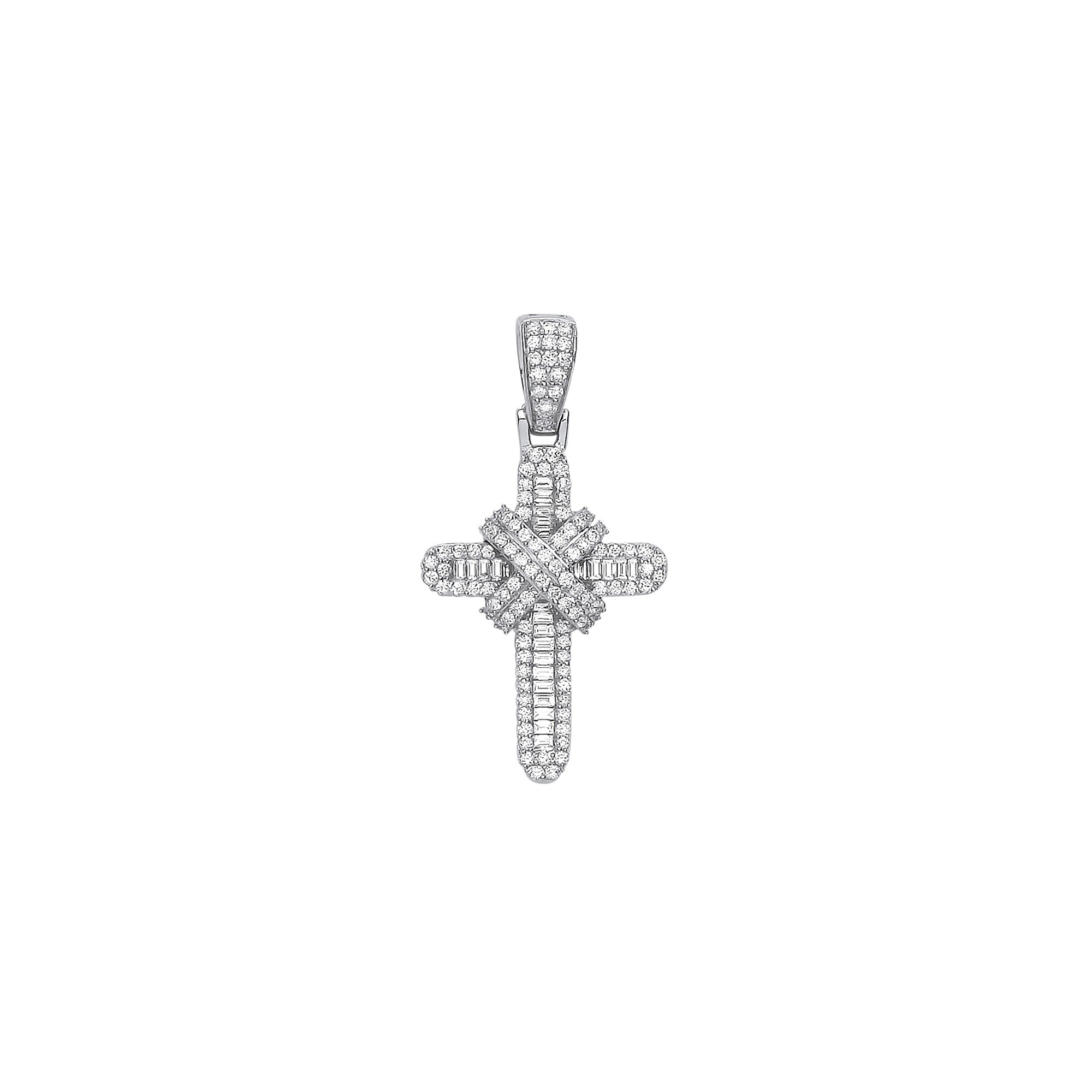 9ct White Gold 0.44ct Diamond Cross