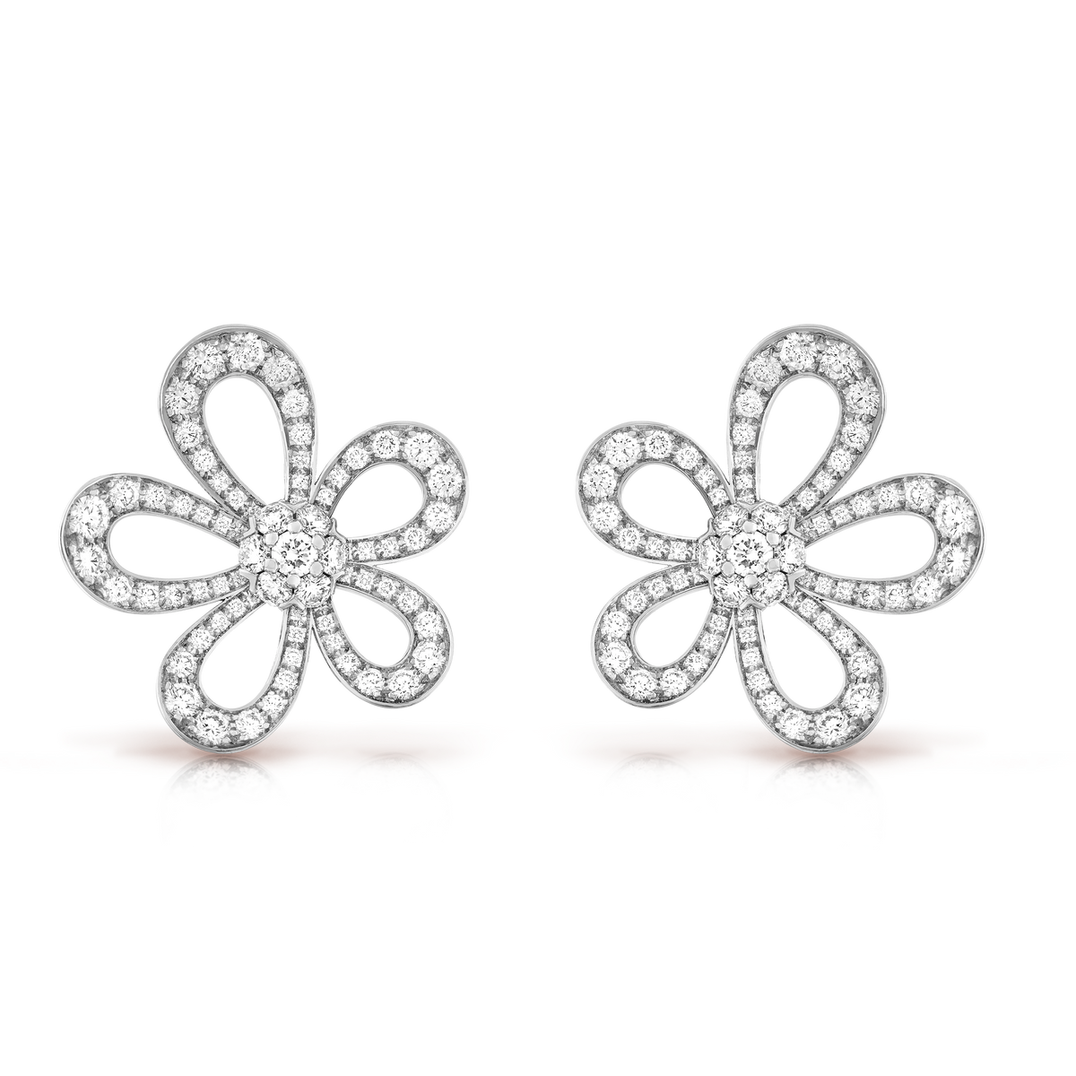 Van Cleef & Arpels Flowerlace Diamond Earrings 18K White Gold