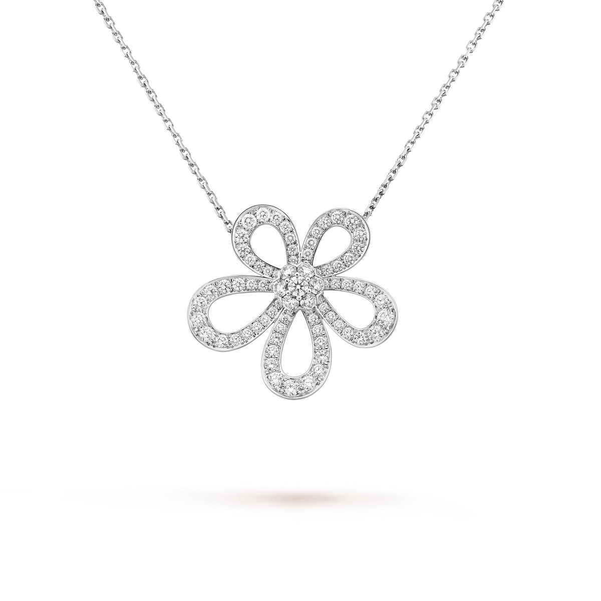 Van Cleef & Arpels Flowerlace Diamond Pendant 18K White Gold