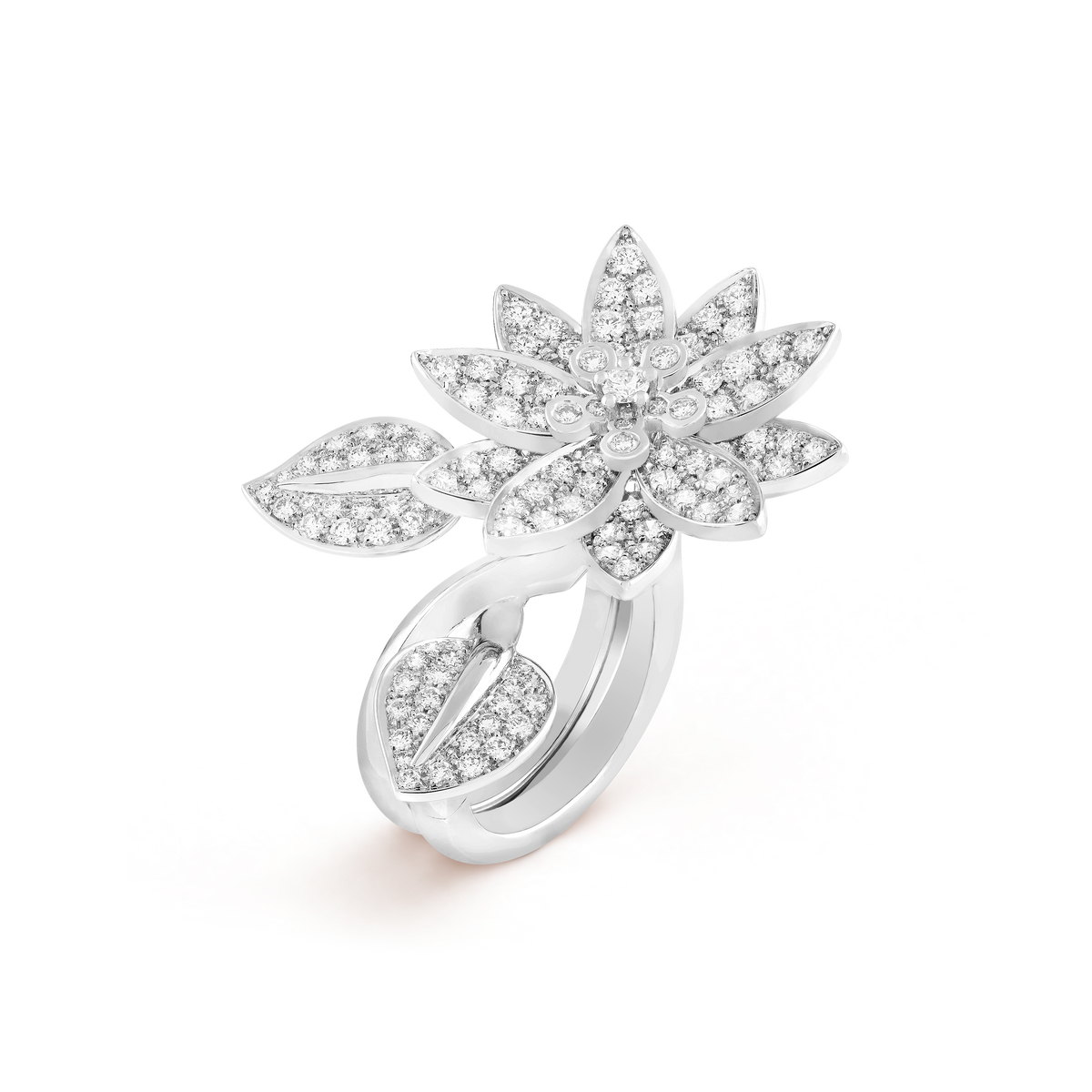 Van Cleef & Arpels Lotus Diamond Between the Finger Ring 18K White Gold