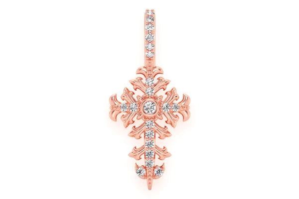 Erkals Jewellers Filigree Cross Pendant 18K Gold Diamond 0.10ctw