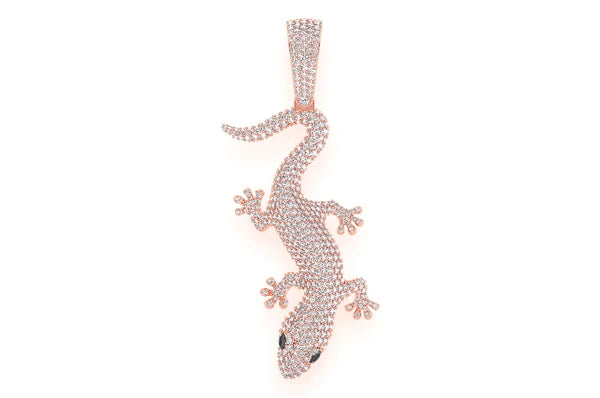 Pendentif diamant lézard 4,20 ct en or massif 14 carats