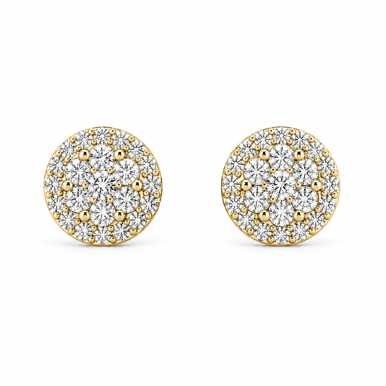 Erkals Jewellers Halo Flower Stud Earrings 18K Gold 1.00ctw